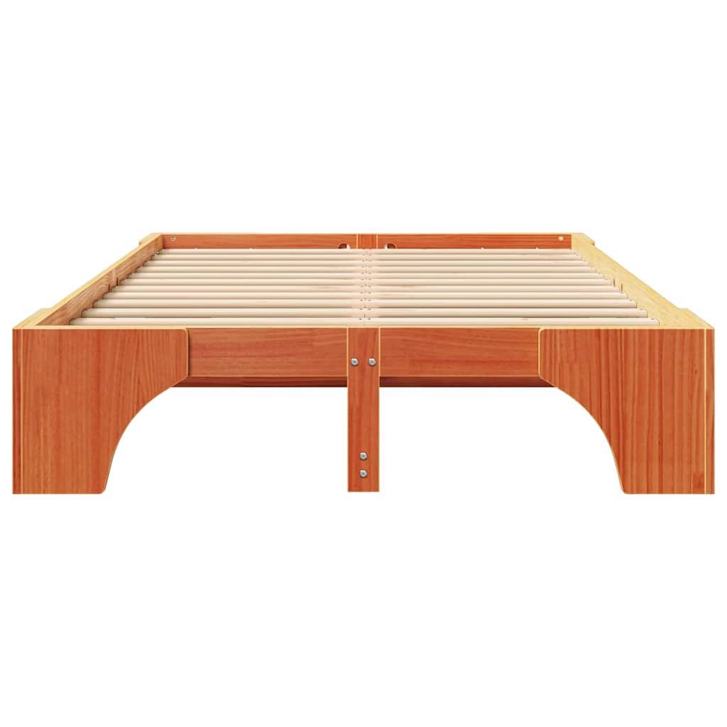 vidaXL Ramka łóżka Woskowy Brąz 140 x 190 cm Lite drewno sosnowe