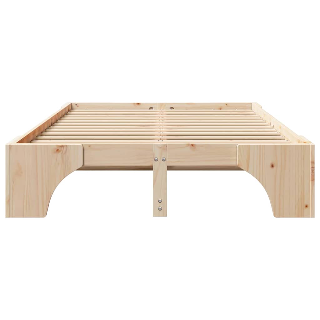 vidaXL Ramka łóżka Naturalny 135 x 190 cm Lite drewno sosnowe