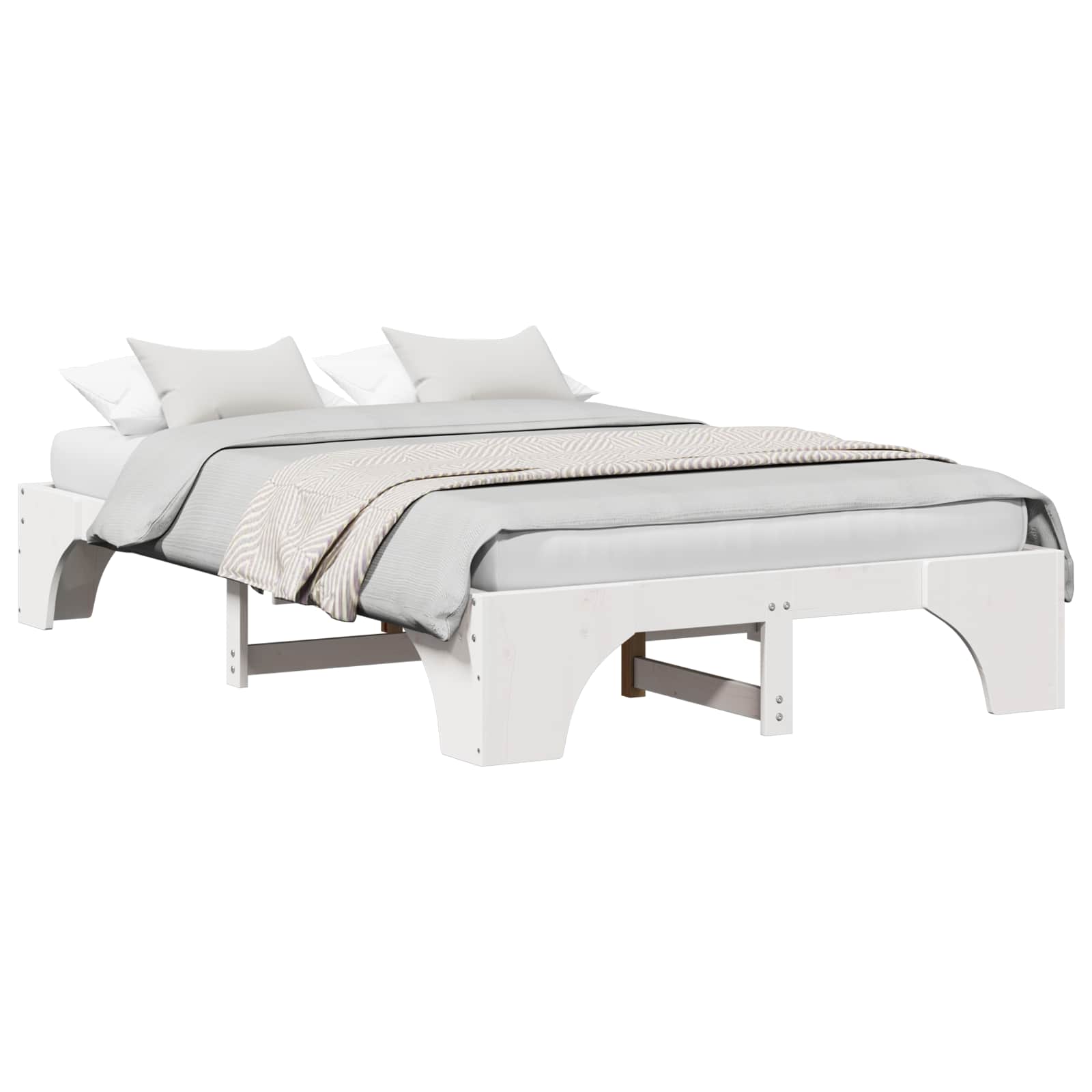 vidaXL Ramka łóżka Biały 135 x 190 cm Lite drewno sosnowe