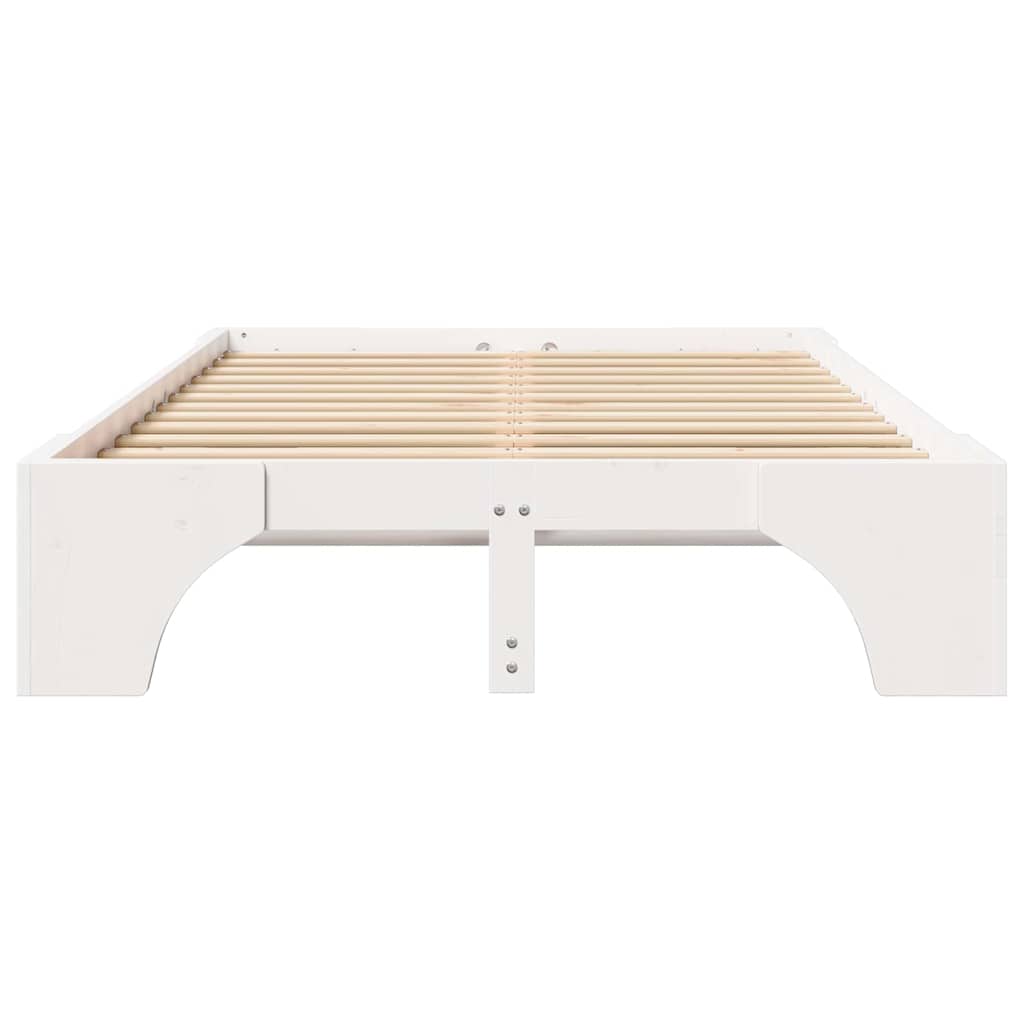 vidaXL Ramka łóżka Biały 135 x 190 cm Lite drewno sosnowe