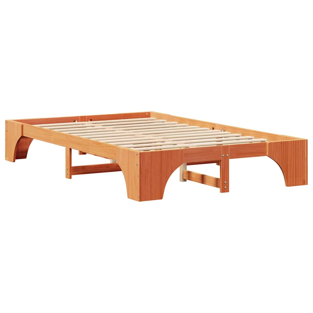 vidaXL Ramka łóżka Woskowy Brąz 135 x 190 cm Lite drewno sosnowe