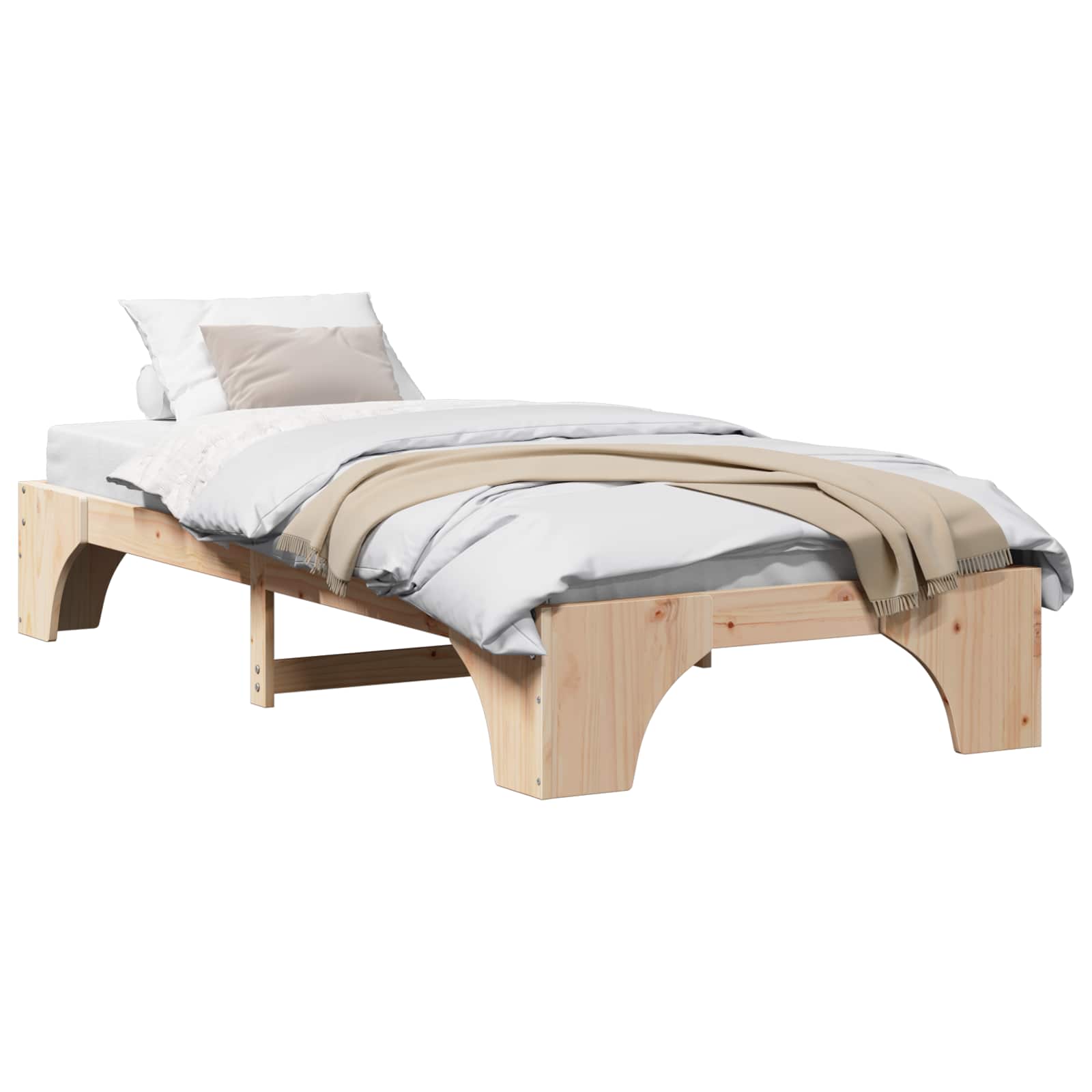 vidaXL Ramka łóżka Naturalny 100 x 200 cm Lite drewno sosnowe
