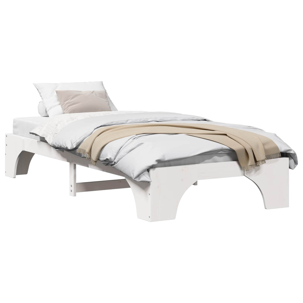 vidaXL Ramka łóżka Biały 100 x 200 cm Lite drewno sosnowe