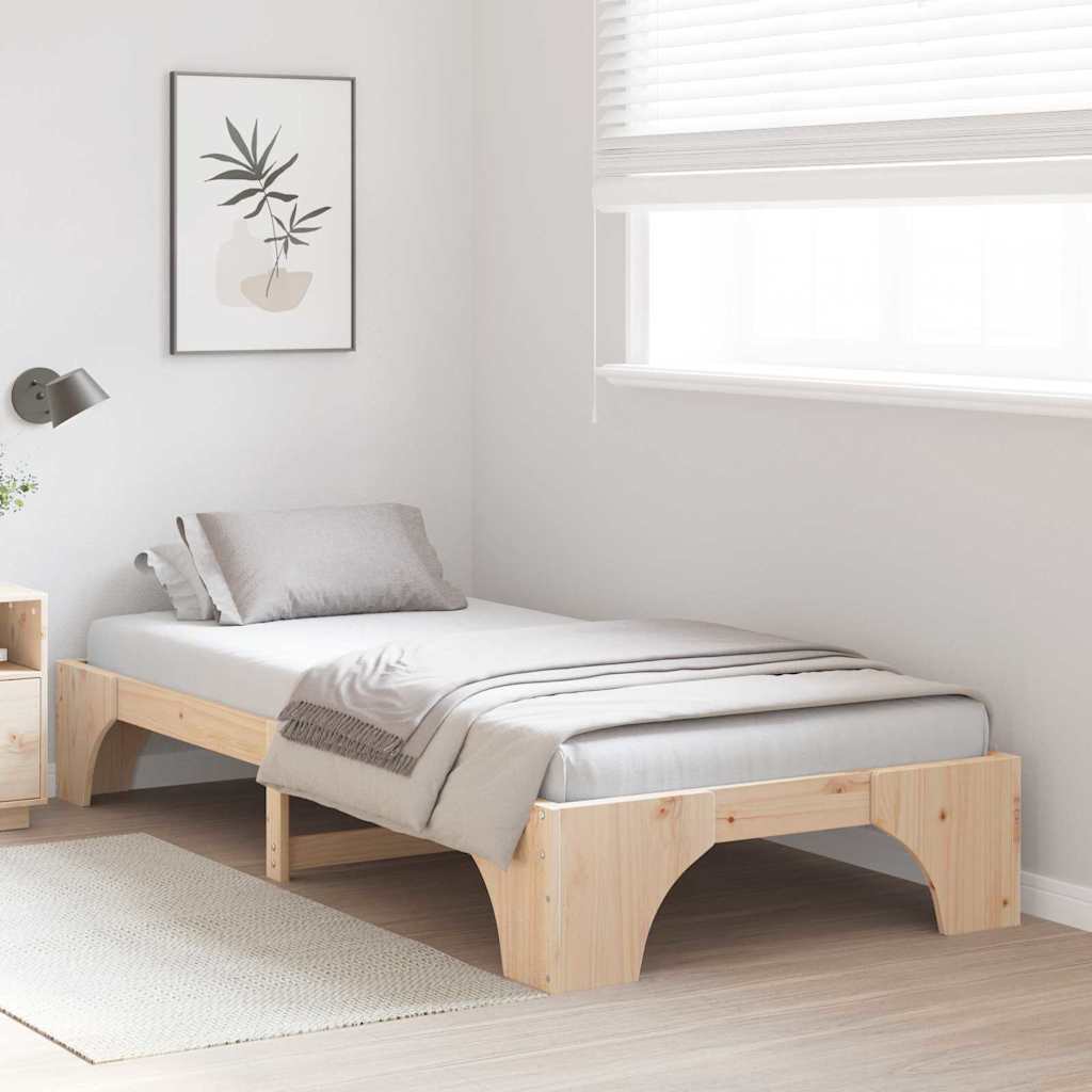 vidaXL Ramka łóżka Naturalny 90 x 200 cm Lite drewno sosnowe