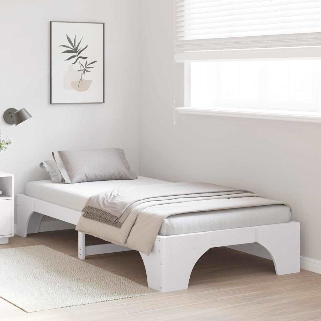 vidaXL Ramka łóżka Biały 90 x 190 cm Lite drewno sosnowe