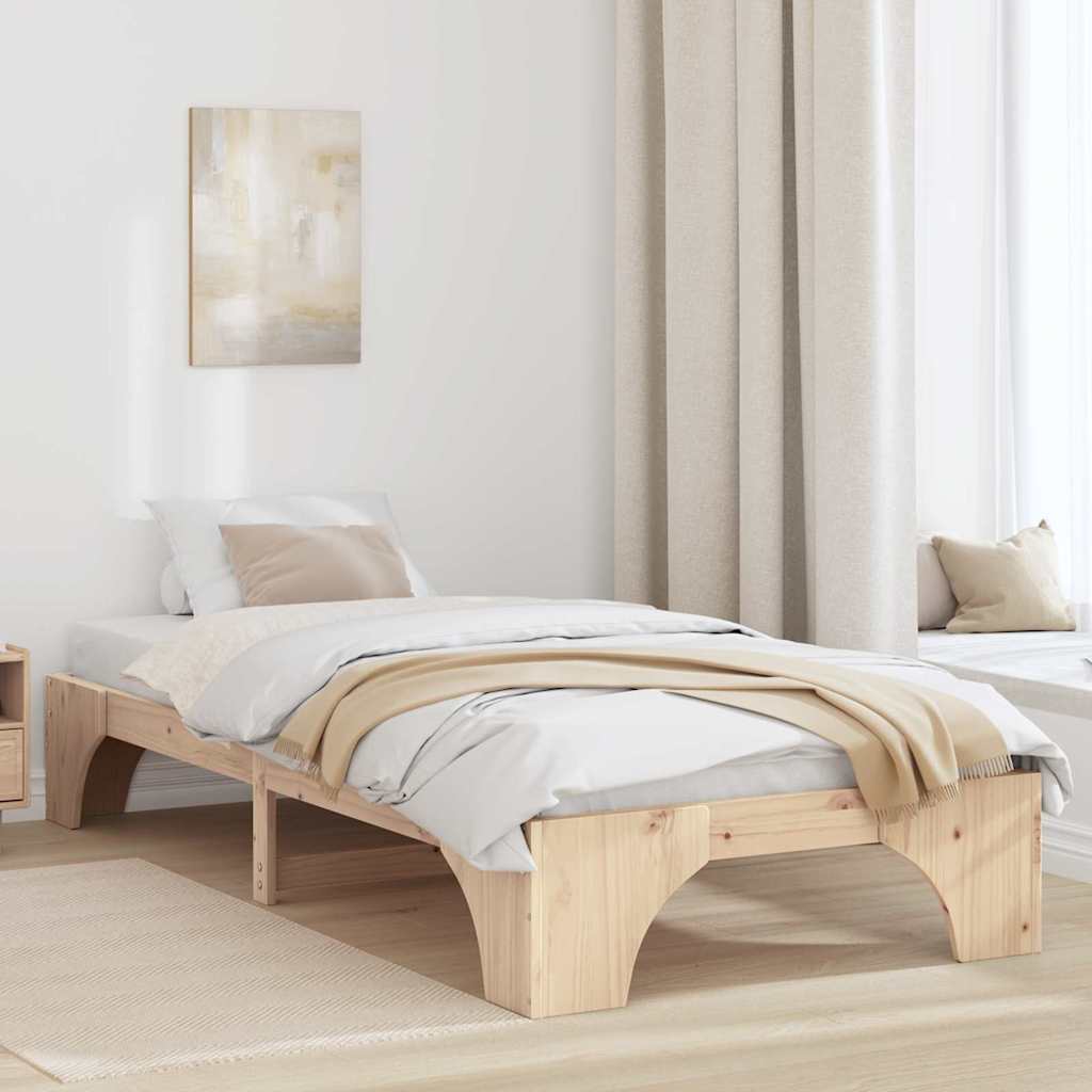 vidaXL Ramka łóżka Naturalny 75 x 190 cm Lite drewno sosnowe