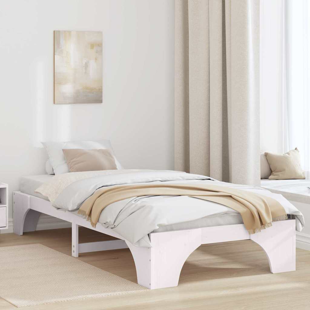 vidaXL Ramka łóżka Biały 75 x 190 cm Lite drewno sosnowe