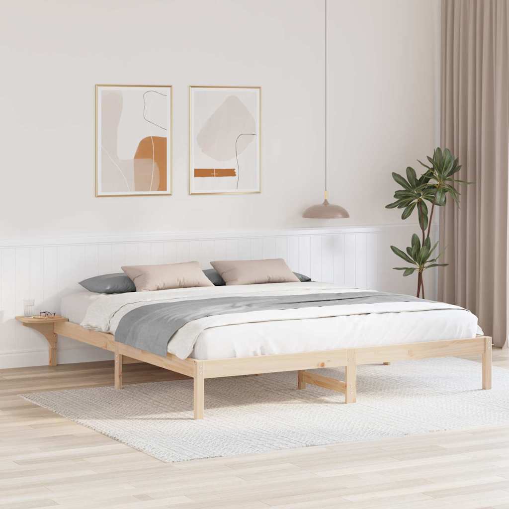 vidaXL Ramka łóżka Naturalny 200 x 200 cm Lite drewno sosnowe