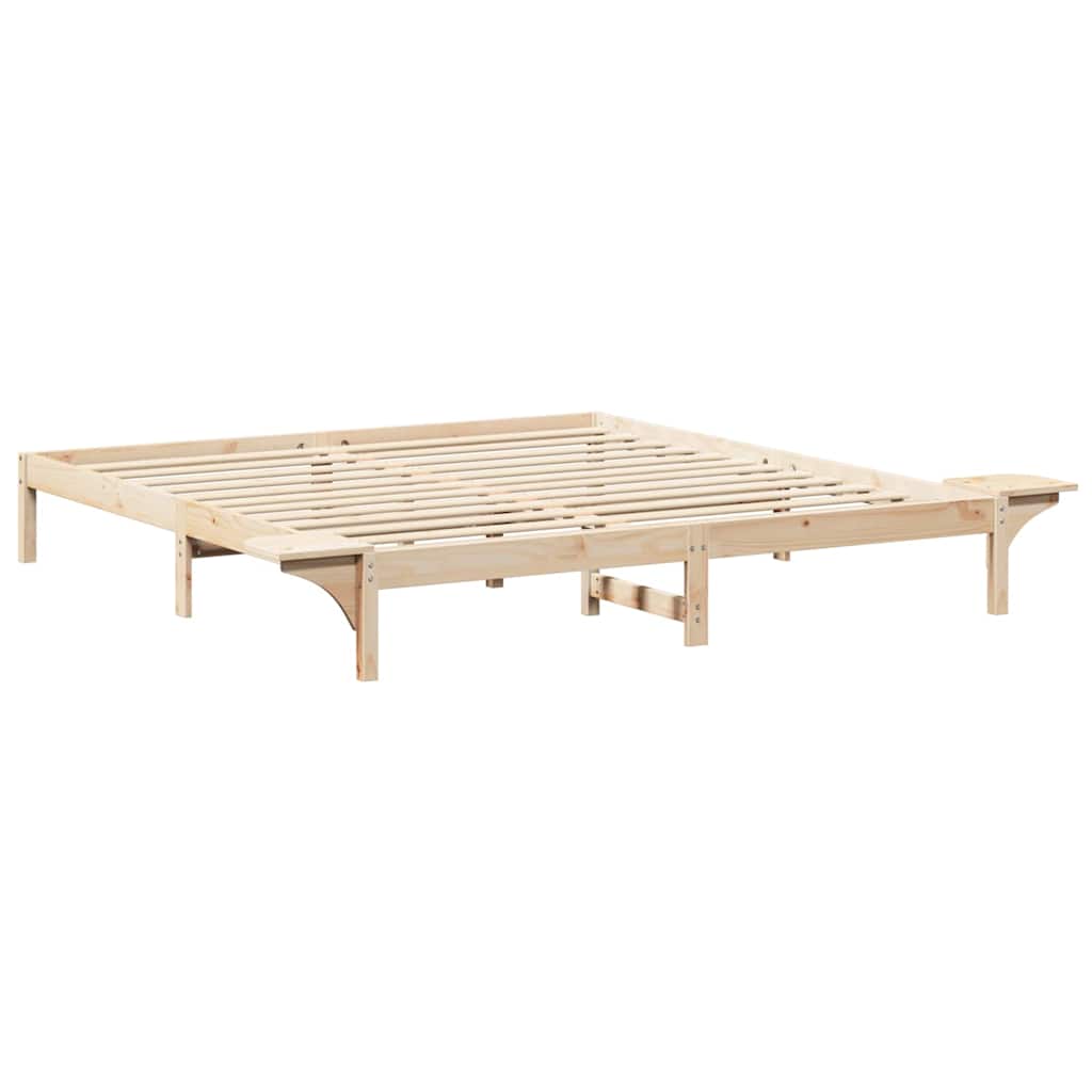 vidaXL Ramka łóżka Naturalny 200 x 200 cm Lite drewno sosnowe