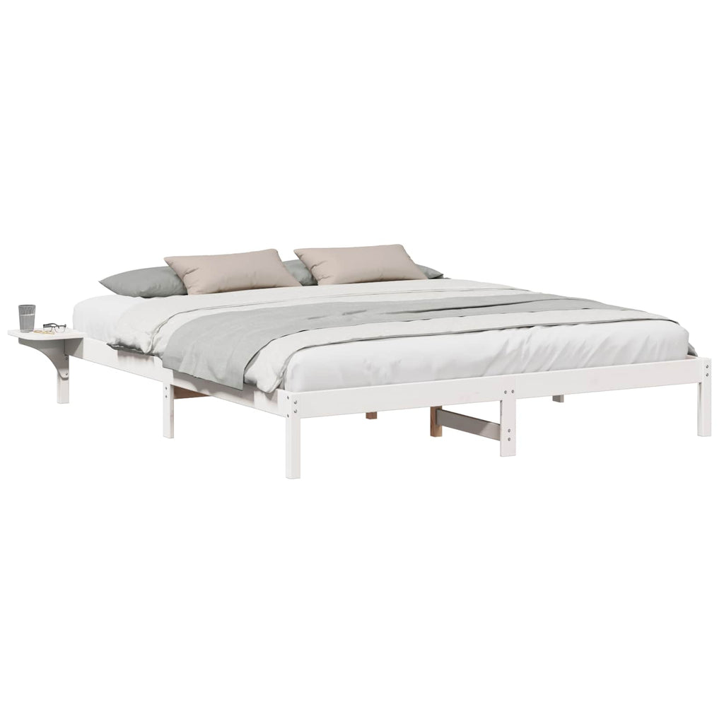 vidaXL Ramka łóżka Biały 200 x 200 cm Lite drewno sosnowe