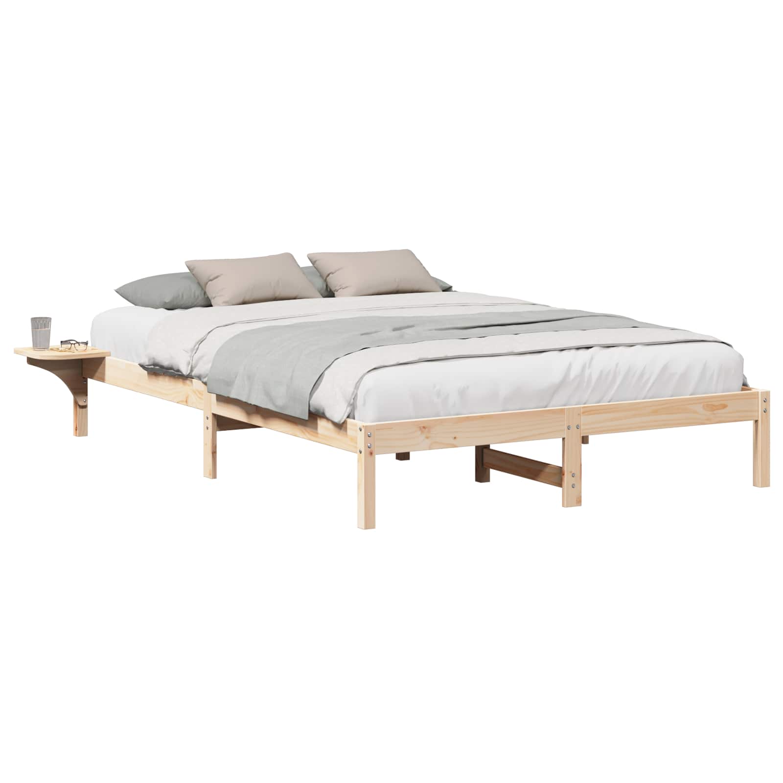 vidaXL Ramka łóżka Naturalny 150 x 200 cm Lite drewno sosnowe