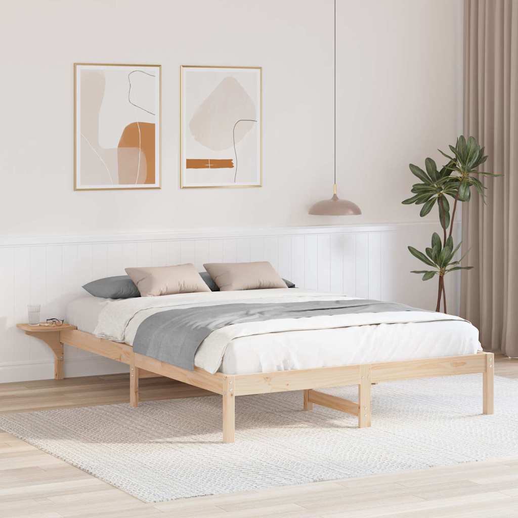 vidaXL Ramka łóżka Naturalny 140 x 200 cm Lite drewno sosnowe