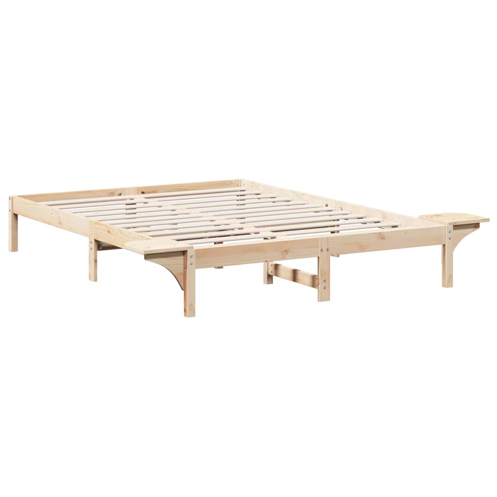 vidaXL Ramka łóżka Naturalny 140 x 200 cm Lite drewno sosnowe