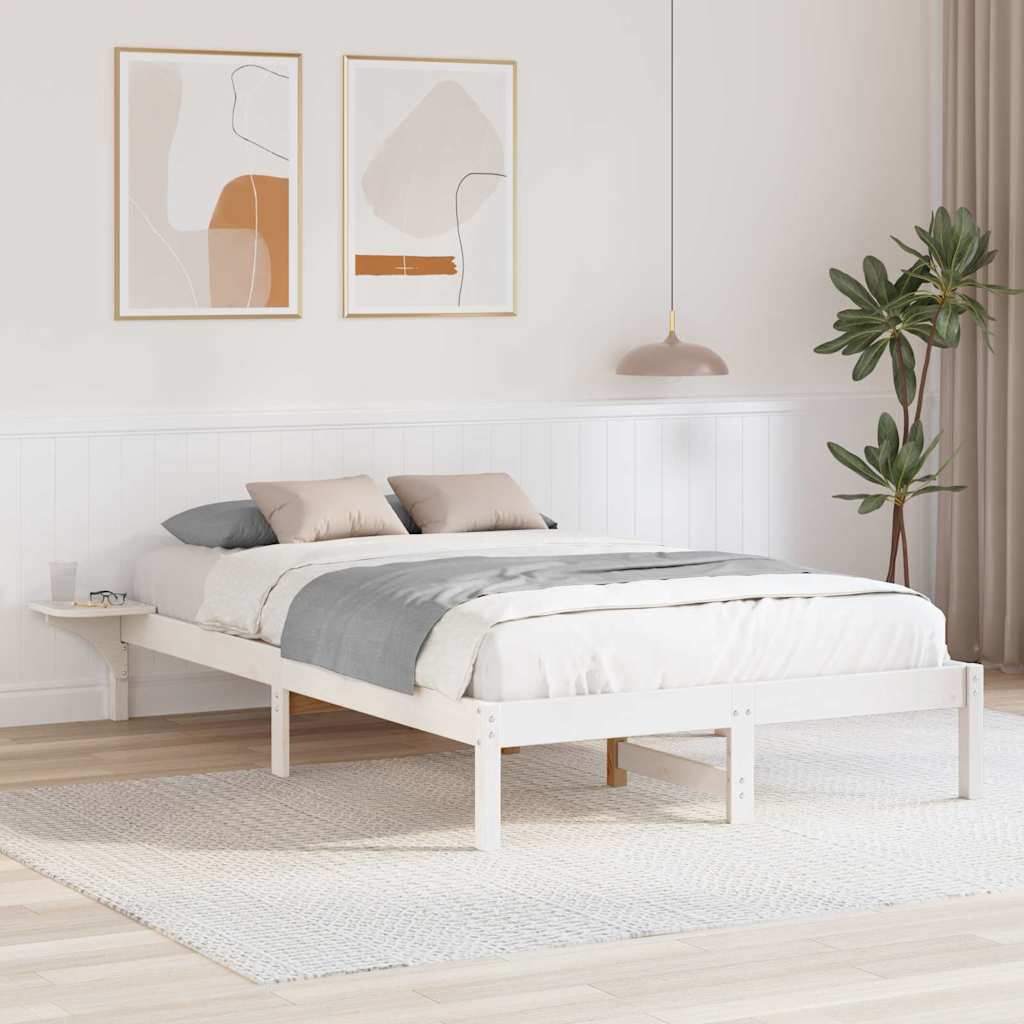 vidaXL Ramka łóżka Biały 140 x 190 cm Lite drewno sosnowe