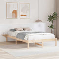 vidaXL Ramka łóżka Naturalny 135 x 190 cm Lite drewno sosnowe