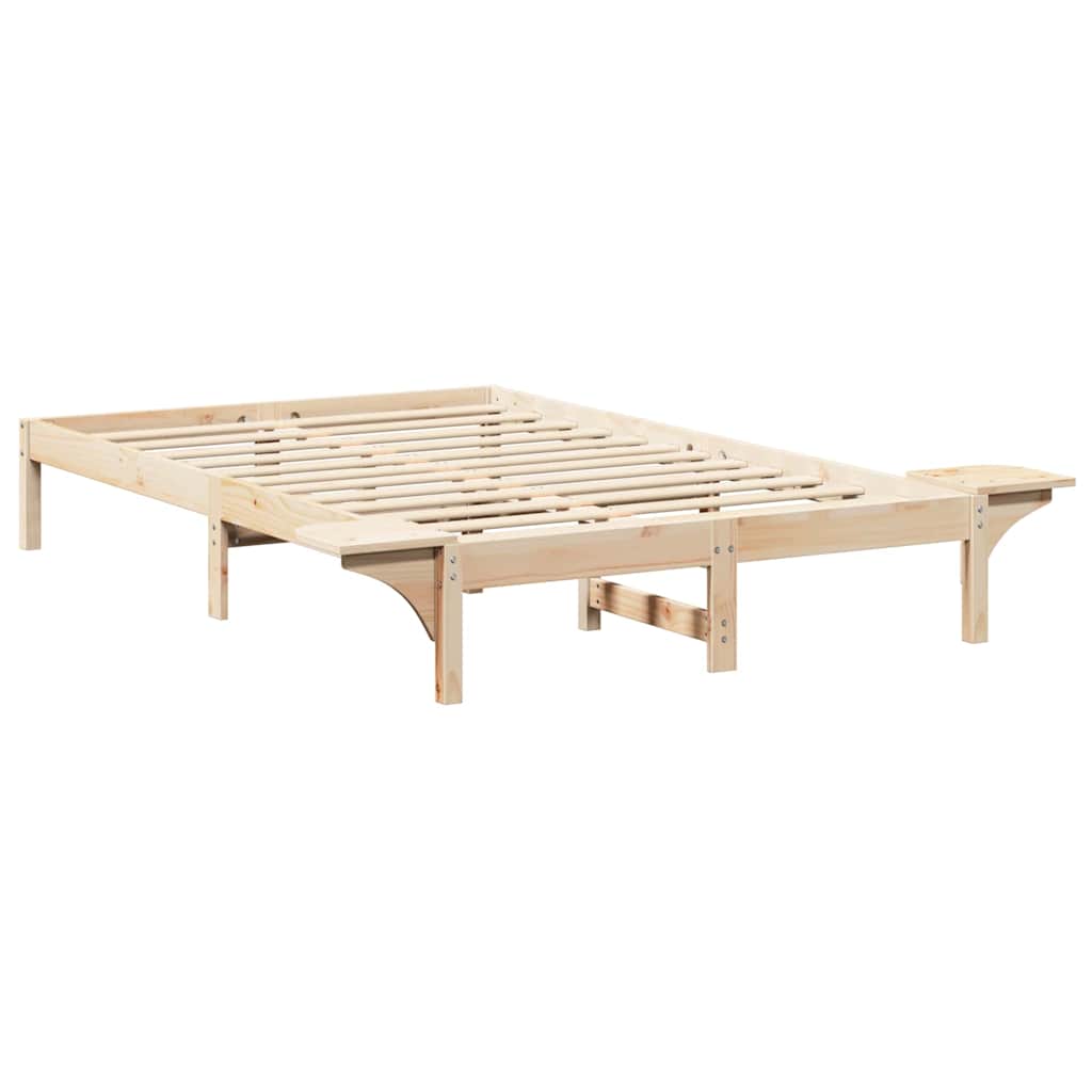 vidaXL Ramka łóżka Naturalny 135 x 190 cm Lite drewno sosnowe