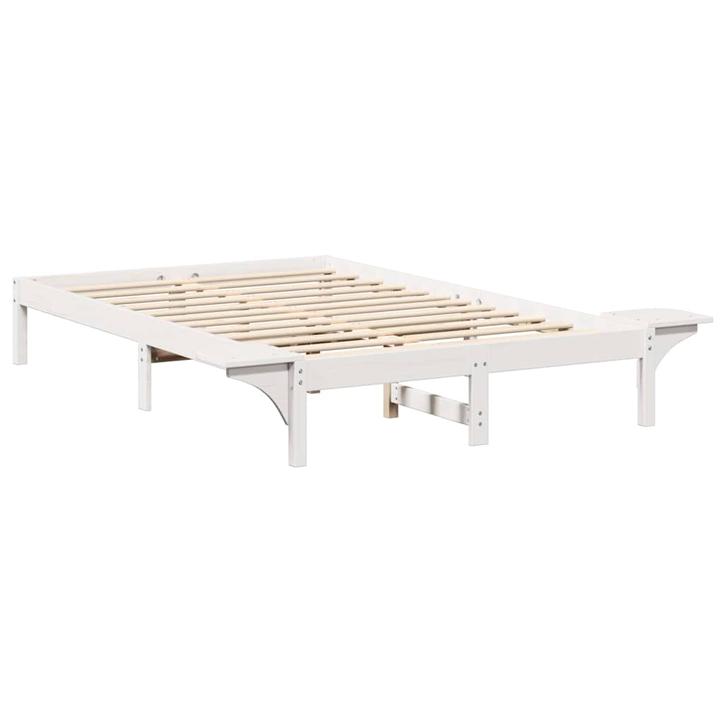 vidaXL Ramka łóżka Biały 135 x 190 cm Lite drewno sosnowe