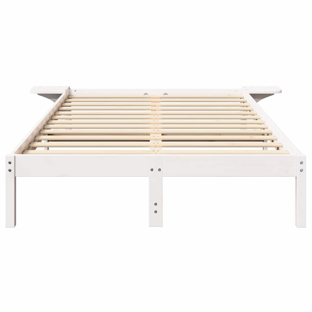 vidaXL Ramka łóżka Biały 135 x 190 cm Lite drewno sosnowe