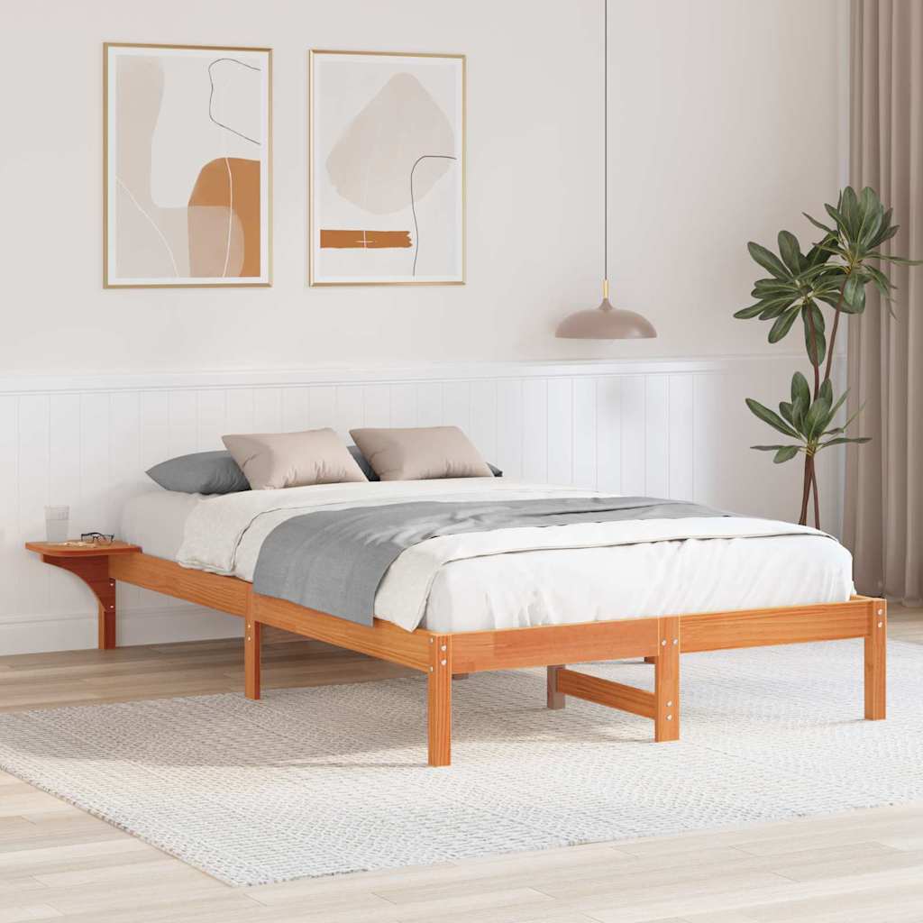 vidaXL Ramka łóżka Woskowy Brąz 135 x 190 cm Lite drewno sosnowe