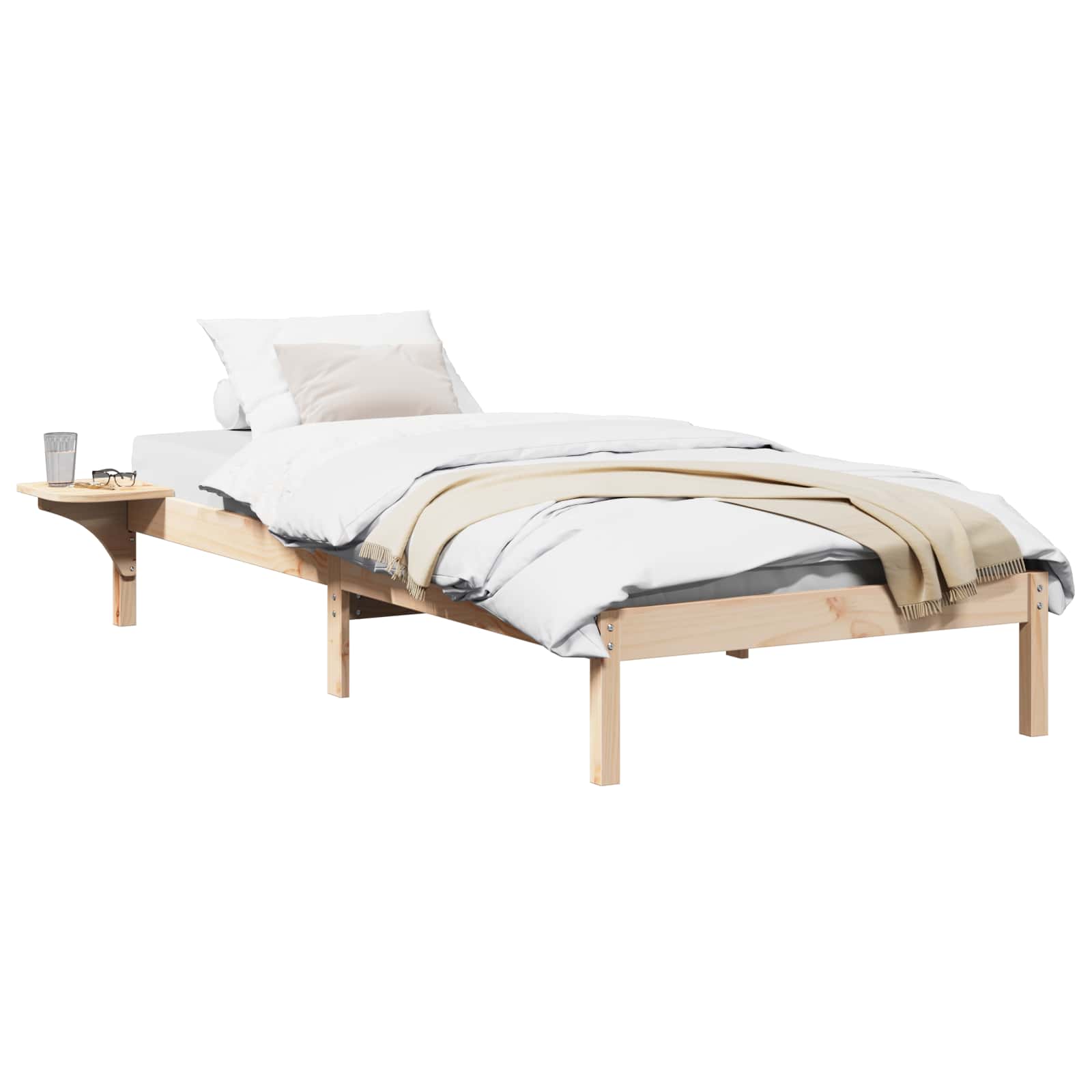 vidaXL Ramka łóżka Naturalny 100 x 200 cm Lite drewno sosnowe