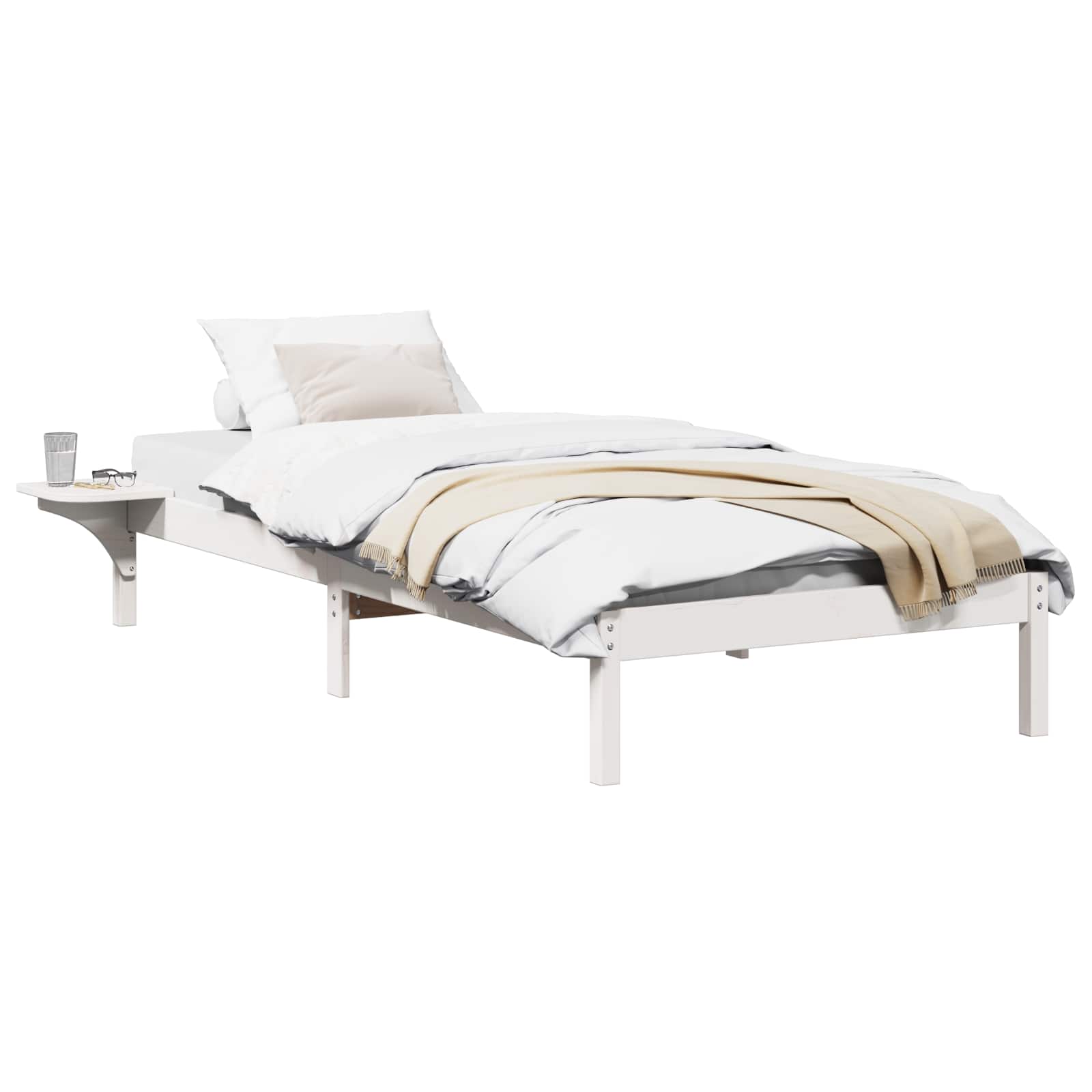 vidaXL Ramka łóżka Biały 100 x 200 cm Lite drewno sosnowe
