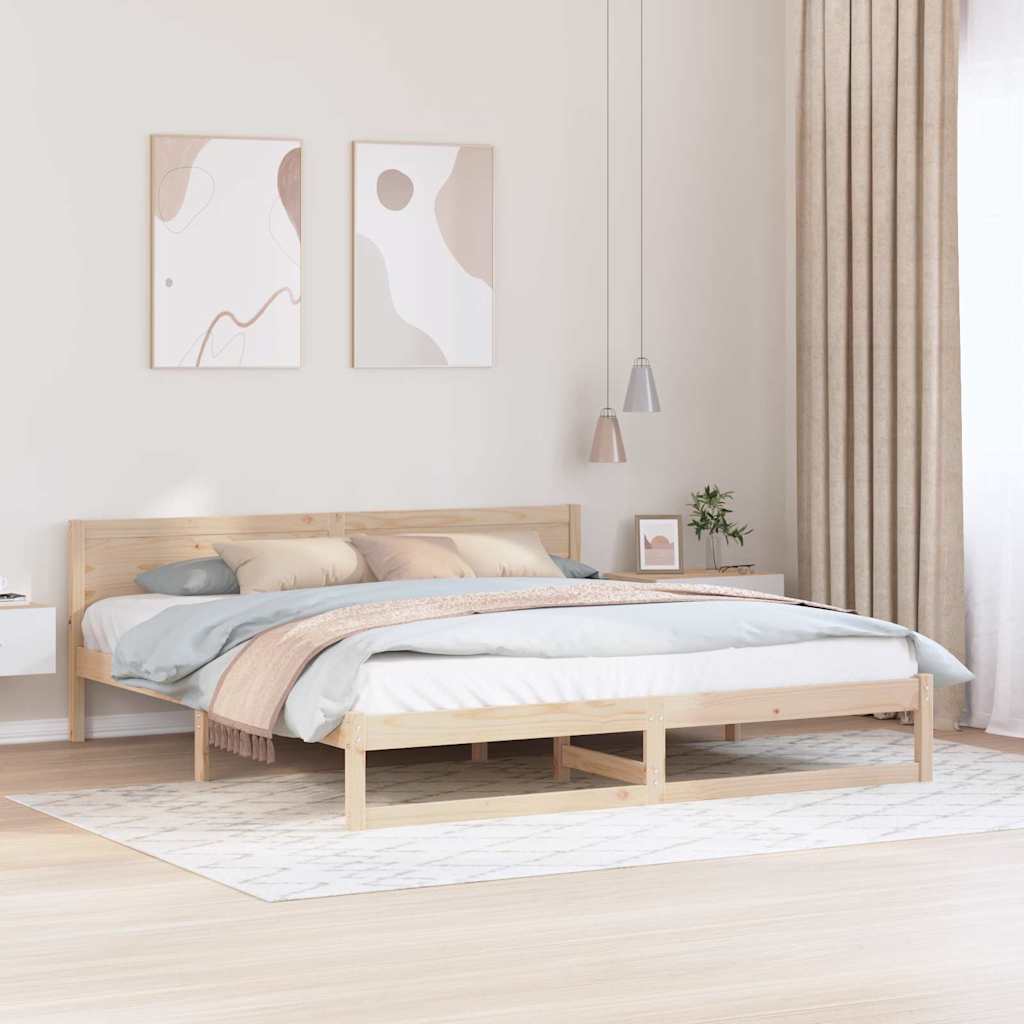 vidaXL Ramka łóżka Naturalny 200 x 200 cm Lite drewno sosnowe