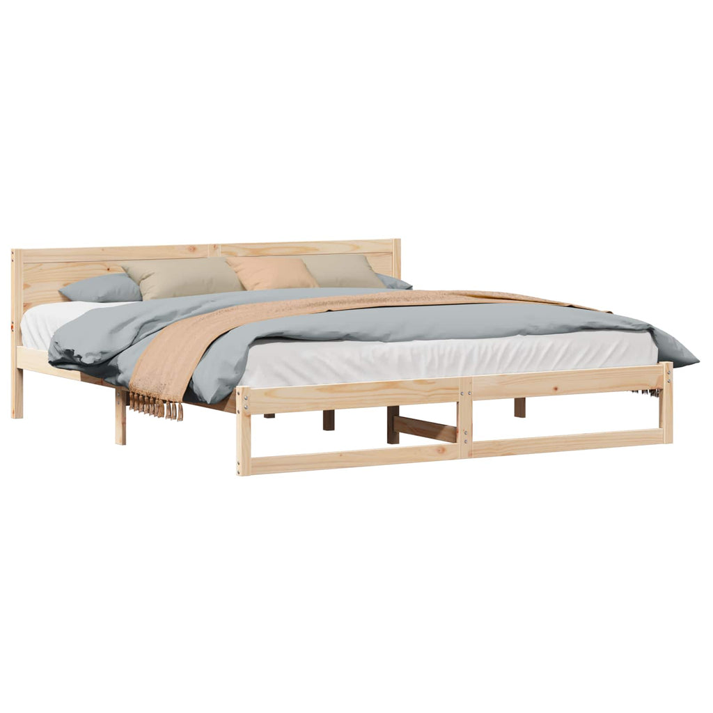 vidaXL Ramka łóżka Naturalny 200 x 200 cm Lite drewno sosnowe