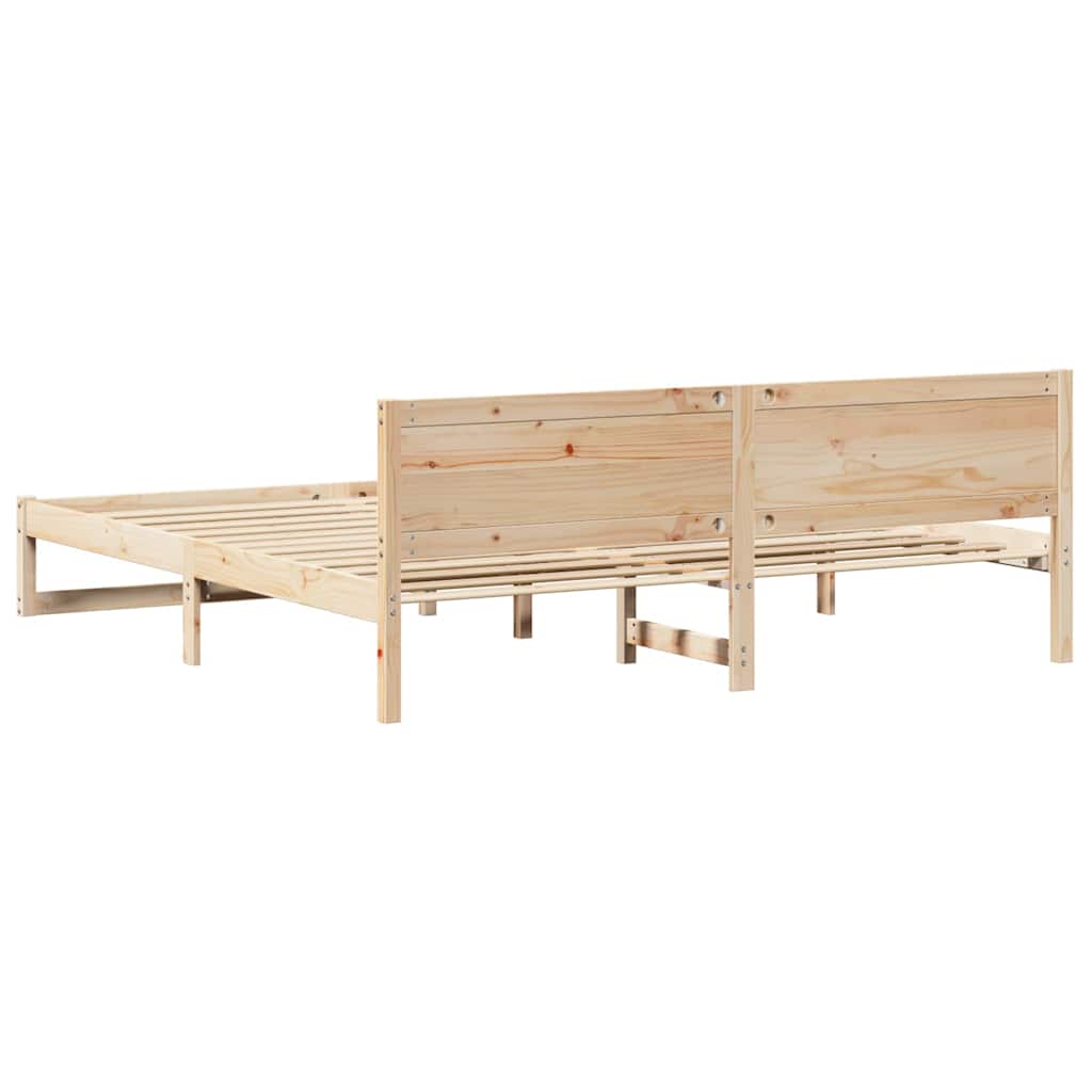 vidaXL Ramka łóżka Naturalny 200 x 200 cm Lite drewno sosnowe