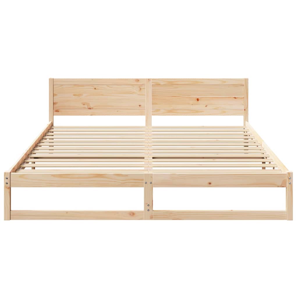vidaXL Ramka łóżka Naturalny 200 x 200 cm Lite drewno sosnowe