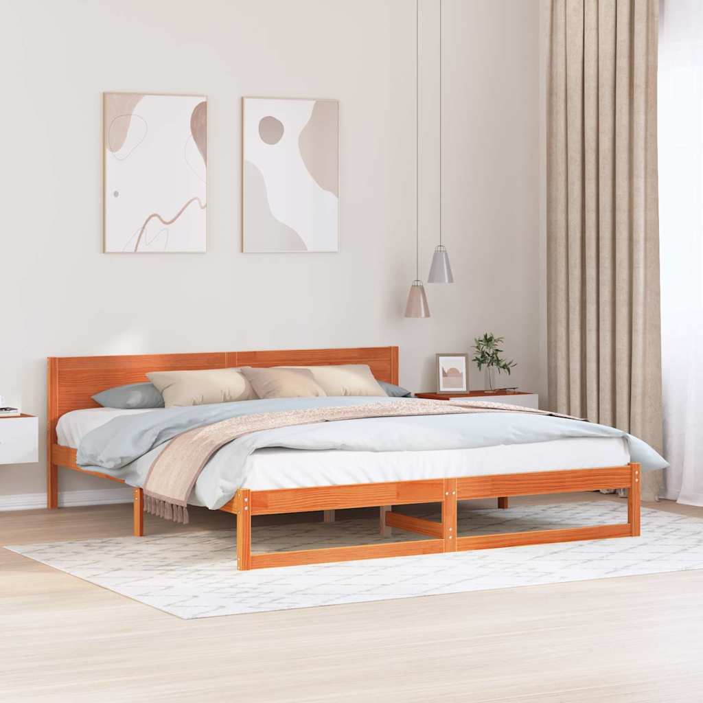 vidaXL Ramka łóżka Woskowy Brąz 200 x 200 cm Lite drewno sosnowe