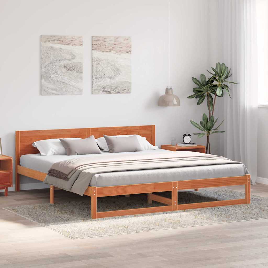 vidaXL Ramka łóżka Woskowy Brąz 200 x 200 cm Lite drewno sosnowe