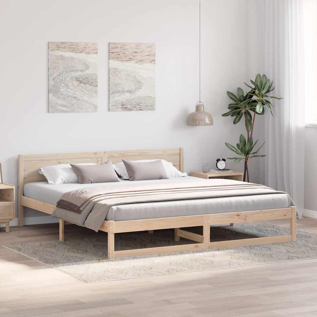 vidaXL Ramka łóżka Naturalny 180 x 200 cm Lite drewno sosnowe