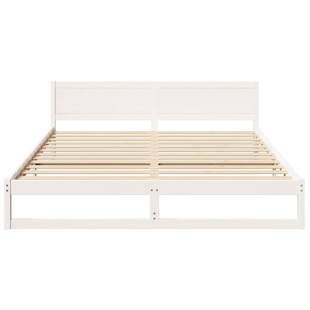 vidaXL Ramka łóżka Z zagłówkiem Biały 180 x 200 cm Lite drewno sosnowe