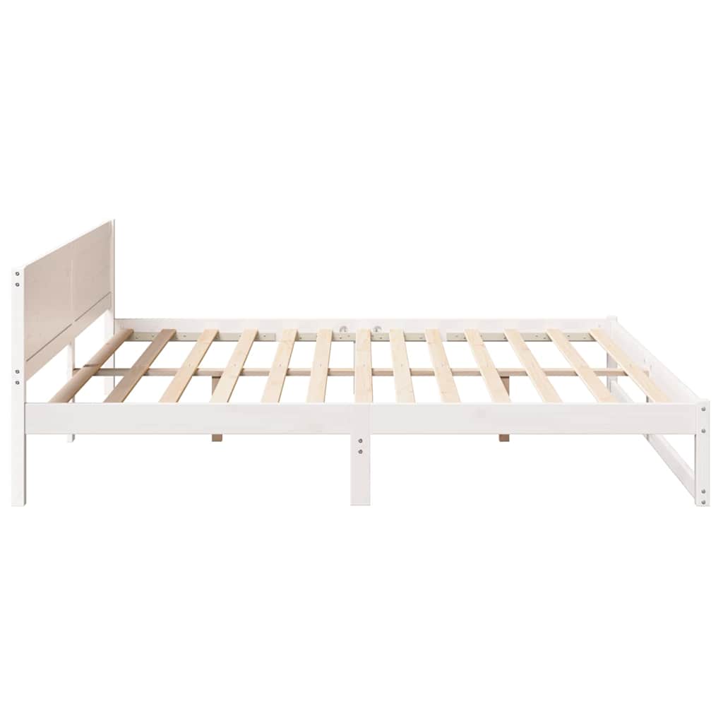 vidaXL Ramka łóżka Z zagłówkiem Biały 180 x 200 cm Lite drewno sosnowe