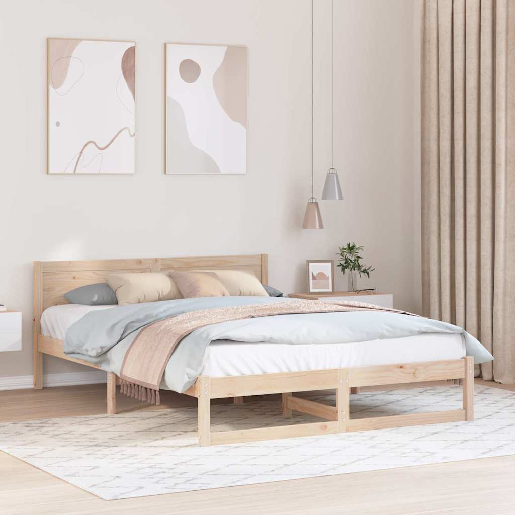 vidaXL Ramka łóżka Naturalny 160 x 200 cm Lite drewno sosnowe
