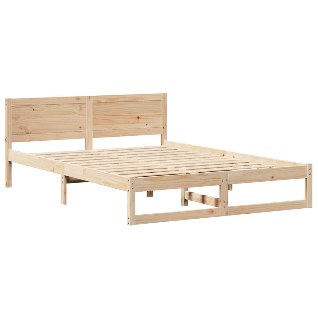 vidaXL Ramka łóżka Naturalny 150 x 200 cm Lite drewno sosnowe