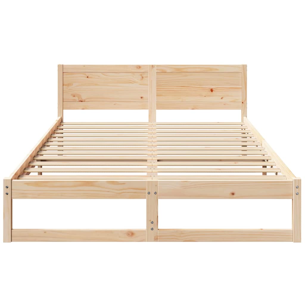 vidaXL Ramka łóżka Naturalny 150 x 200 cm Lite drewno sosnowe