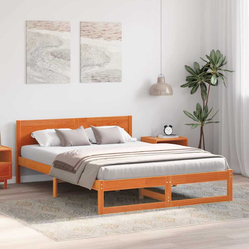 vidaXL Ramka łóżka Woskowy Brąz 150 x 200 cm Lite drewno sosnowe