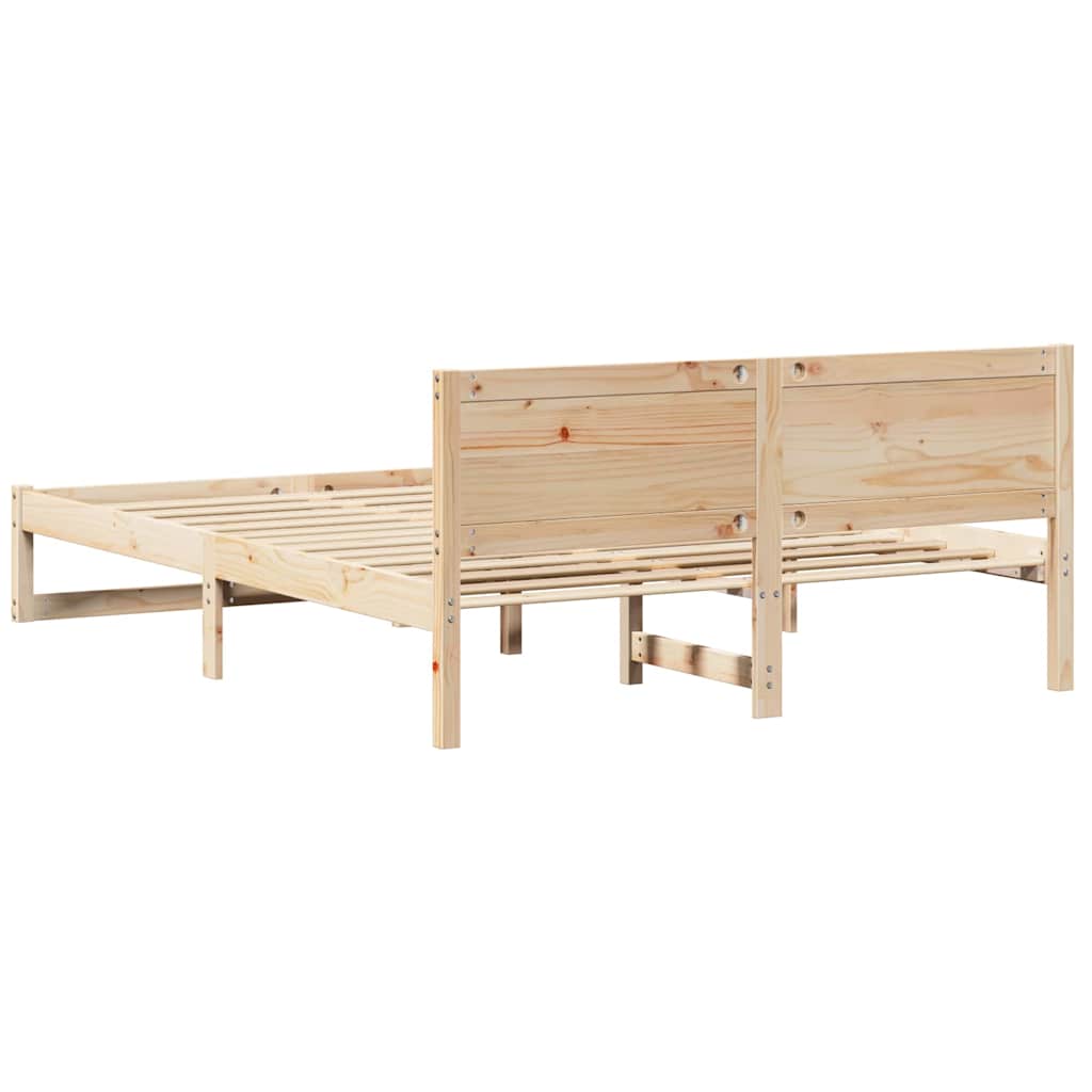 vidaXL Ramka łóżka Naturalny 140 x 200 cm Lite drewno sosnowe