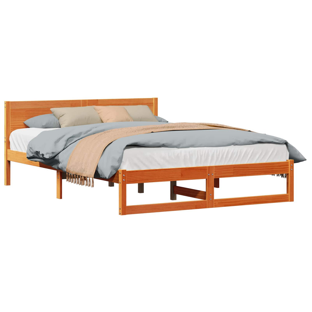 vidaXL Ramka łóżka Woskowy Brąz 140 x 200 cm Lite drewno sosnowe
