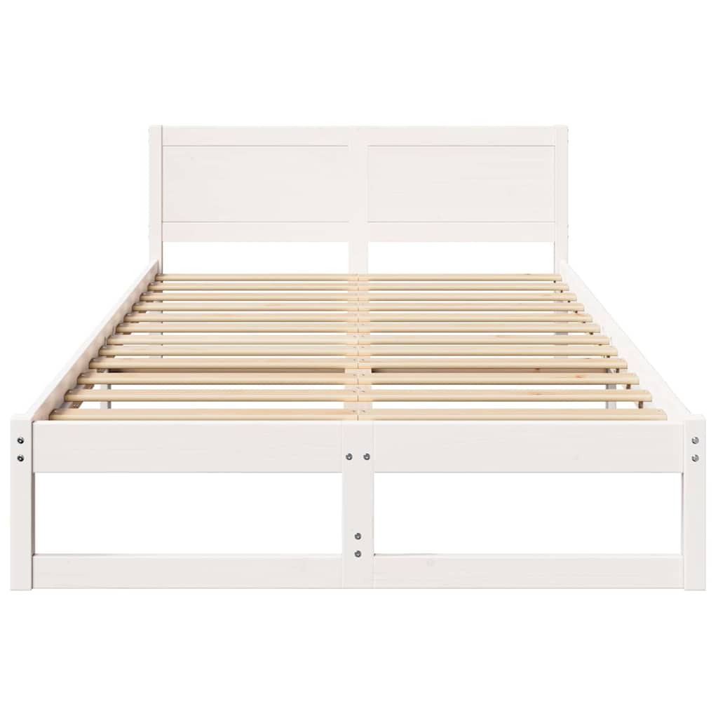vidaXL Ramka łóżka Z zagłówkiem Biały 120 x 200 cm Lite drewno sosnowe