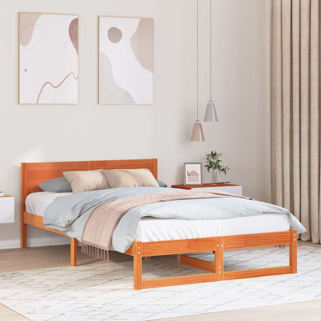 vidaXL Ramka łóżka Woskowy Brąz 120 x 200 cm Lite drewno sosnowe