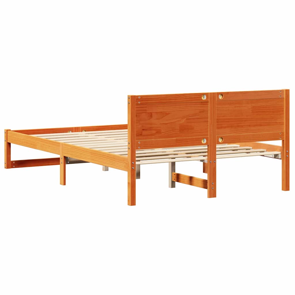 vidaXL Ramka łóżka Woskowy Brąz 140 x 190 cm Lite drewno sosnowe