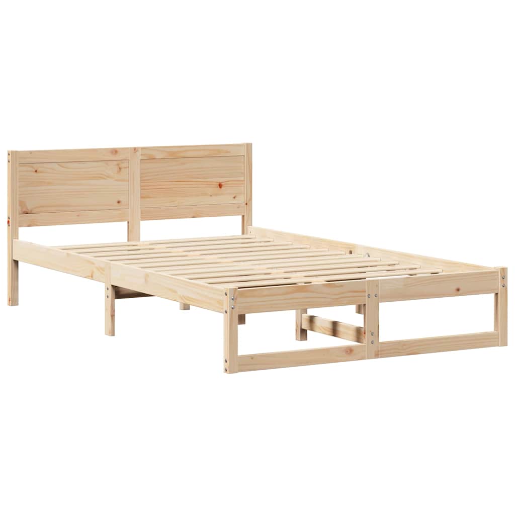 vidaXL Ramka łóżka Naturalny 135 x 190 cm Lite drewno sosnowe