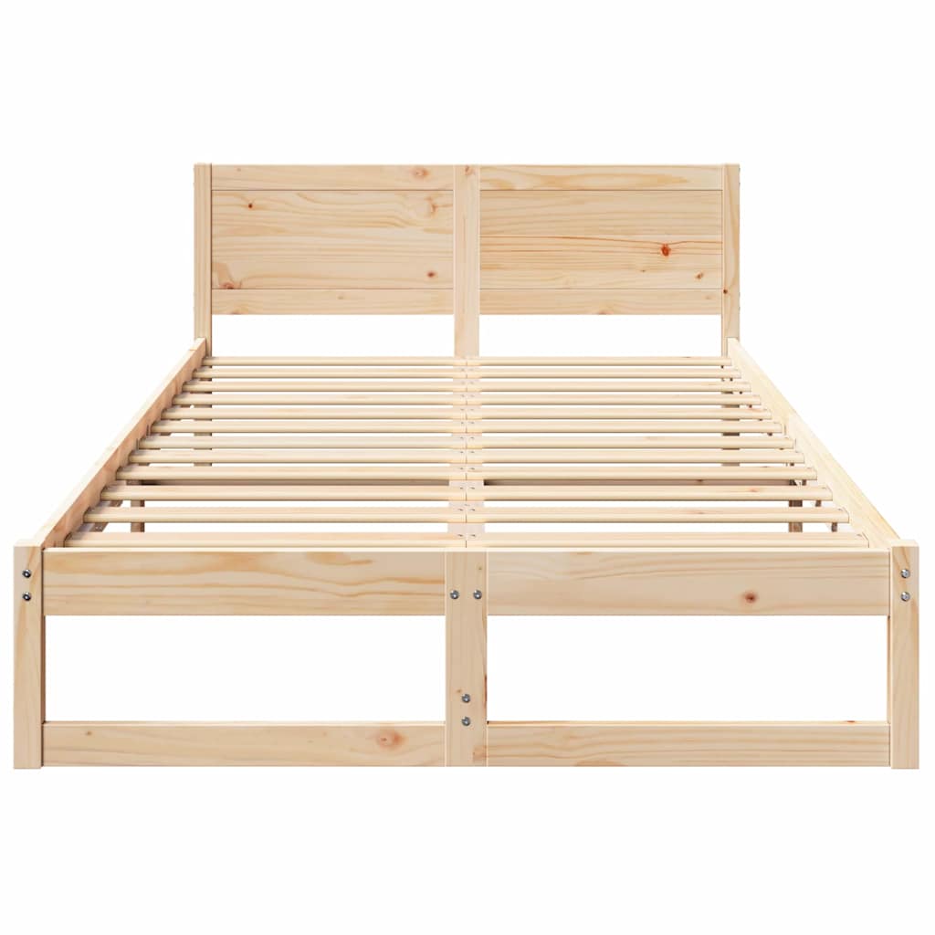 vidaXL Ramka łóżka Naturalny 120 x 190 cm Lite drewno sosnowe