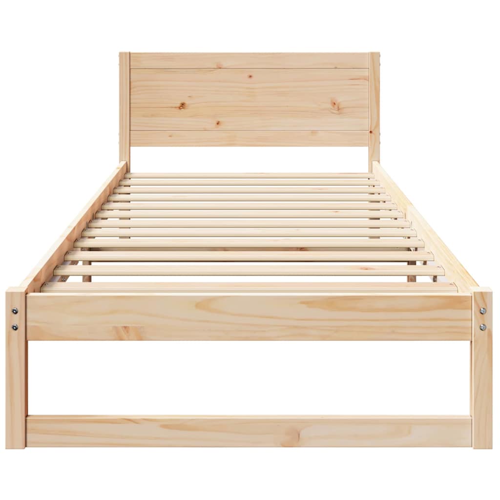 vidaXL Ramka łóżka Naturalny 100 x 200 cm Lite drewno sosnowe