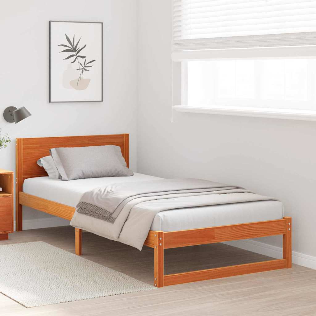 vidaXL Ramka łóżka Woskowy Brąz 100 x 200 cm Lite drewno sosnowe