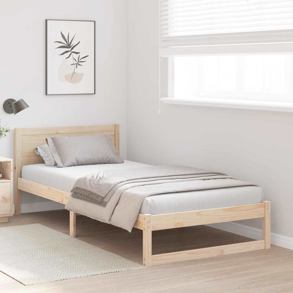 vidaXL Ramka łóżka Naturalny 90 x 200 cm Lite drewno sosnowe
