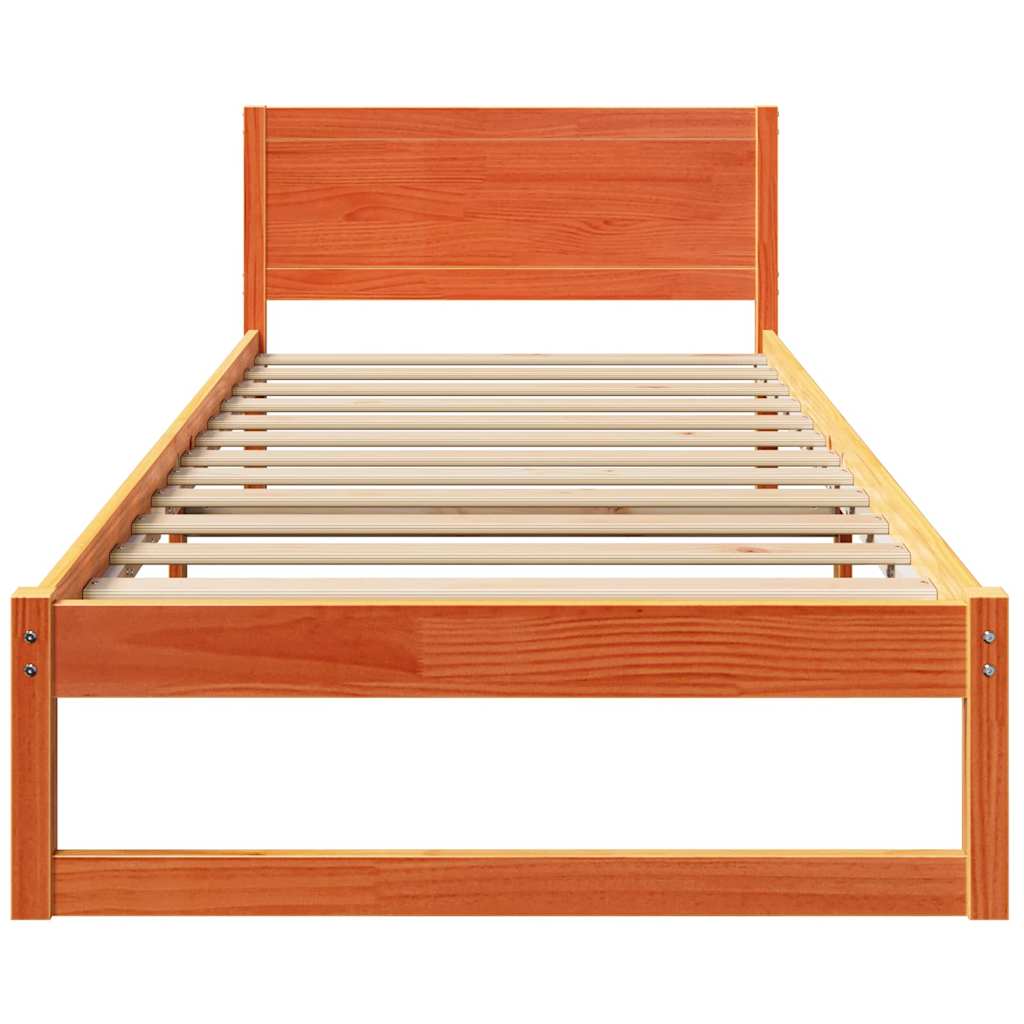 vidaXL Ramka łóżka Woskowy Brąz 90 x 200 cm Lite drewno sosnowe