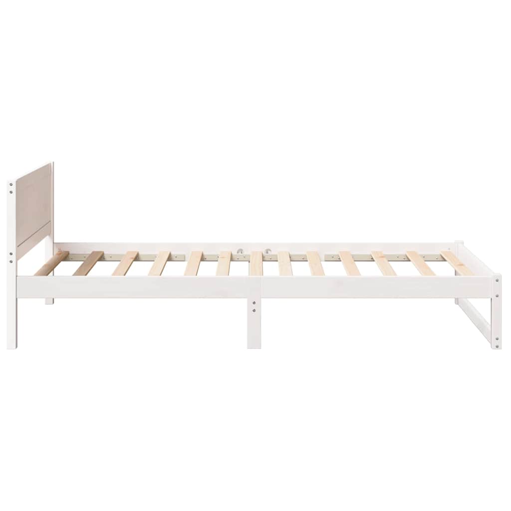 vidaXL Ramka łóżka Z zagłówkiem Biały 80 x 200 cm Lite drewno sosnowe